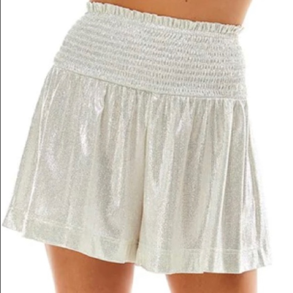 NWOT TCEC Metallic Smocked Shorts